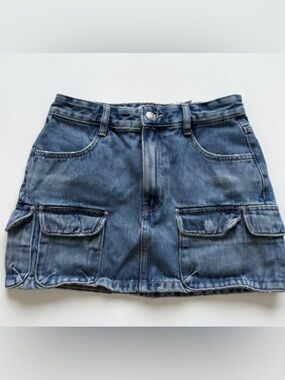 Zara Denim Cargo Mini Skirt - Faded Blue